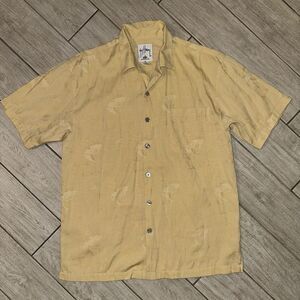Guy Harvey‎ Hawaiian Shirt AFTCO Bluewater Fishing Yellow Large Mahi Mahi
